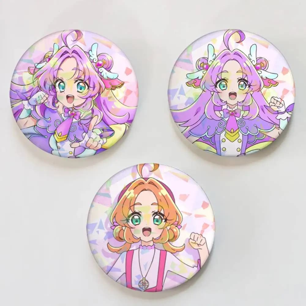 Anime S-StAR-R D-DeTEctIVE-E P-PrEcUrE-E Round Badge Lapel Pins for Backpacks Briefcase Laser Brooch Clothes Gifts
