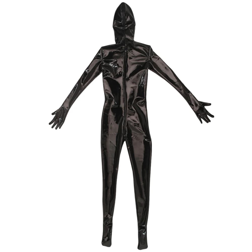 Donne sexy Cosplay Cameriera Tuta PU PVC Lattice Elasitc Stretto 3D Busto aperto Tuta intera Guanto Manica Con apertura sul cavallo Body
