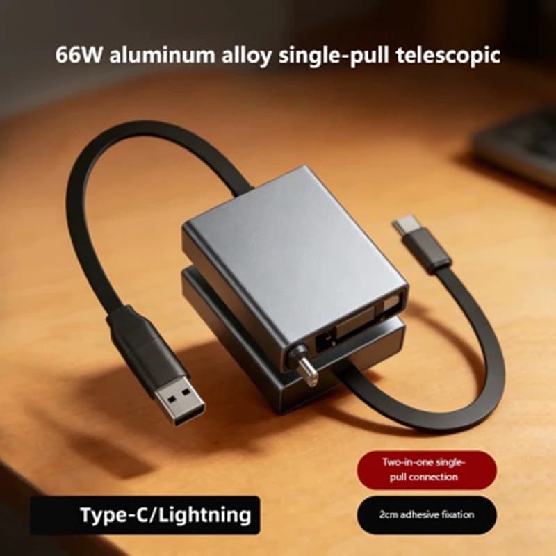 Cavo Dati USB-C Retrattile di Ultima Generazione, Ricarica Rapida PD 60W, Cavo Telescopico per iPhone 17 16 Xiaomi Samsung iPad Laptop