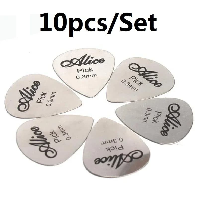 10pcs/lot Alice 0.3mm Guitar Picks Plectrum Stainless Steel Metal Guitar Picks Plectrum Guitar Parts & Accessories YYY GYH