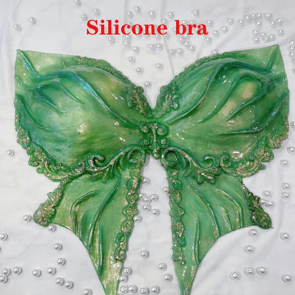New Pattern Silicone Bra Mermaid Bikini Summer Swimming Free Diving Cosplay Mermaid Bra Oceanarium Bar Performance Clothing