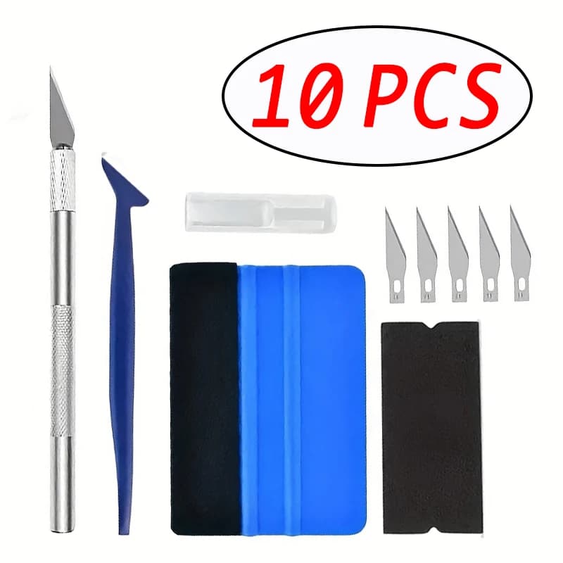 10PCS Car Wrap Vinyl Tool Set Kit Window Film Tint Tools Sticks Edge Trimmer Felt Edge Squeegee Auto Install Foil Cutter Knife