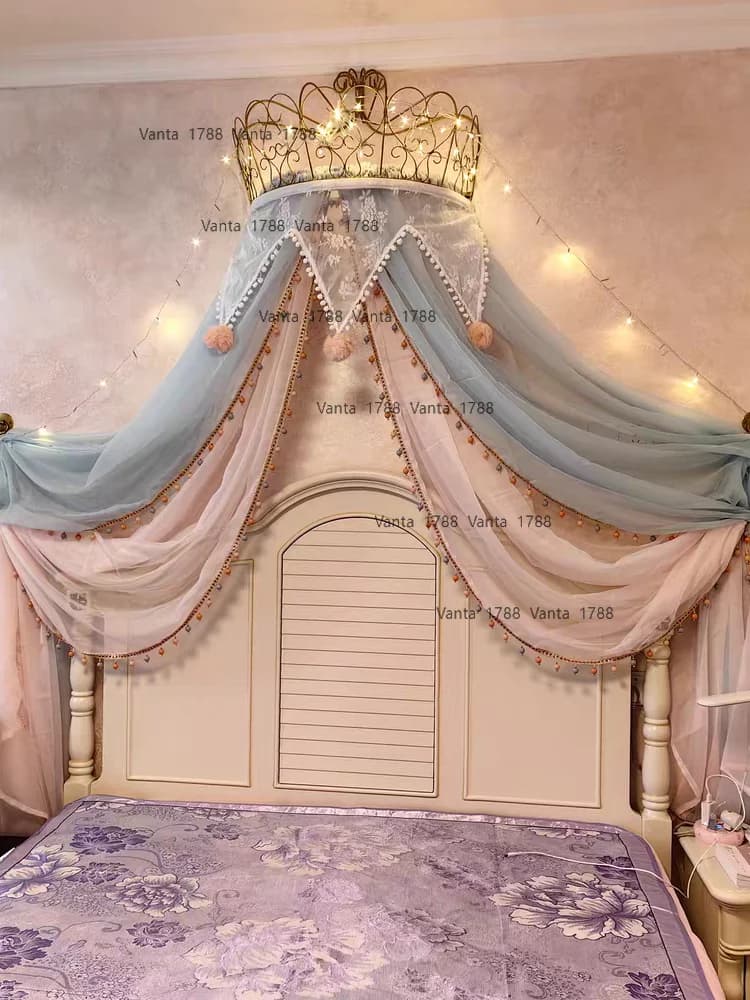 Tenda da letto comodino camera da principessa bambini ragazza sogno ragazza principessa pizzo palla di pelo camera da letto polvere universale