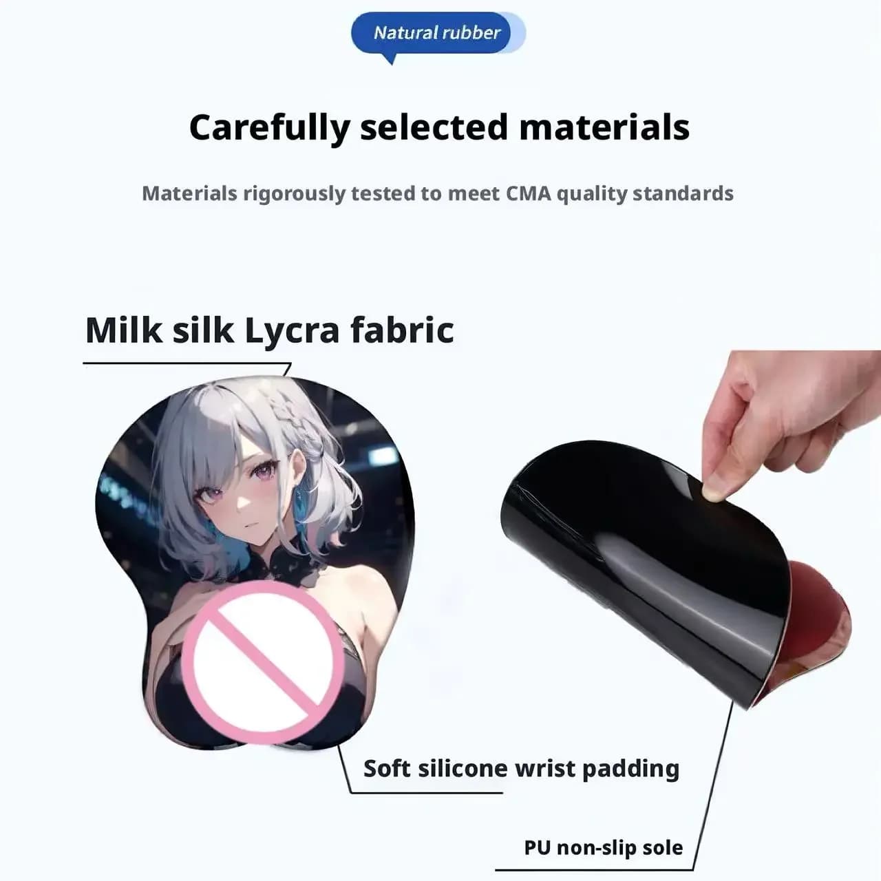 Tappetino per Mouse 3D Anime Cartoon con Supporto Morbido per il Polso, Antiscivolo, Carino, Stereo, per Ufficio e Gaming, Allevia il Dolore