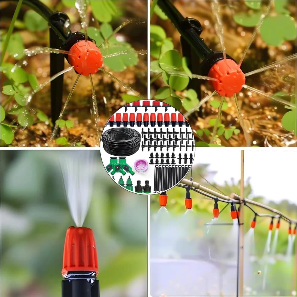 Sistema di Irrigazione, Attrezzi da Giardino, Kit di Irrigazione a Goccia, Tubo per Irrigazione Automatica con Gocciolatori Regolabili, Installazione Conveniente