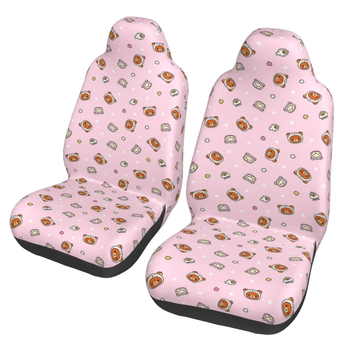 Universal car seat cover with Rilakkumas pink Kawaii pattern, four seasons, for SUV, car seat cushion, polyester, for hunting