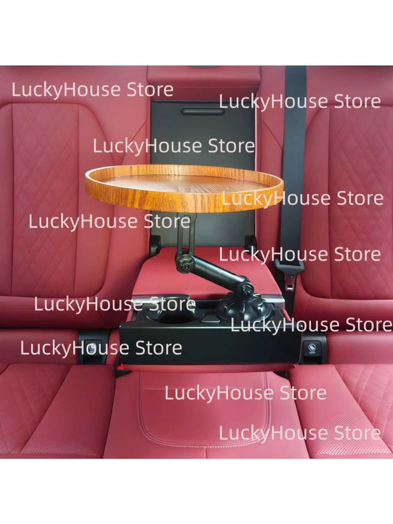 Universal Car Wooden Tray, Co‑Pilot Center Console Food Tray, Travel Beverage Dining Table Storage Organizer