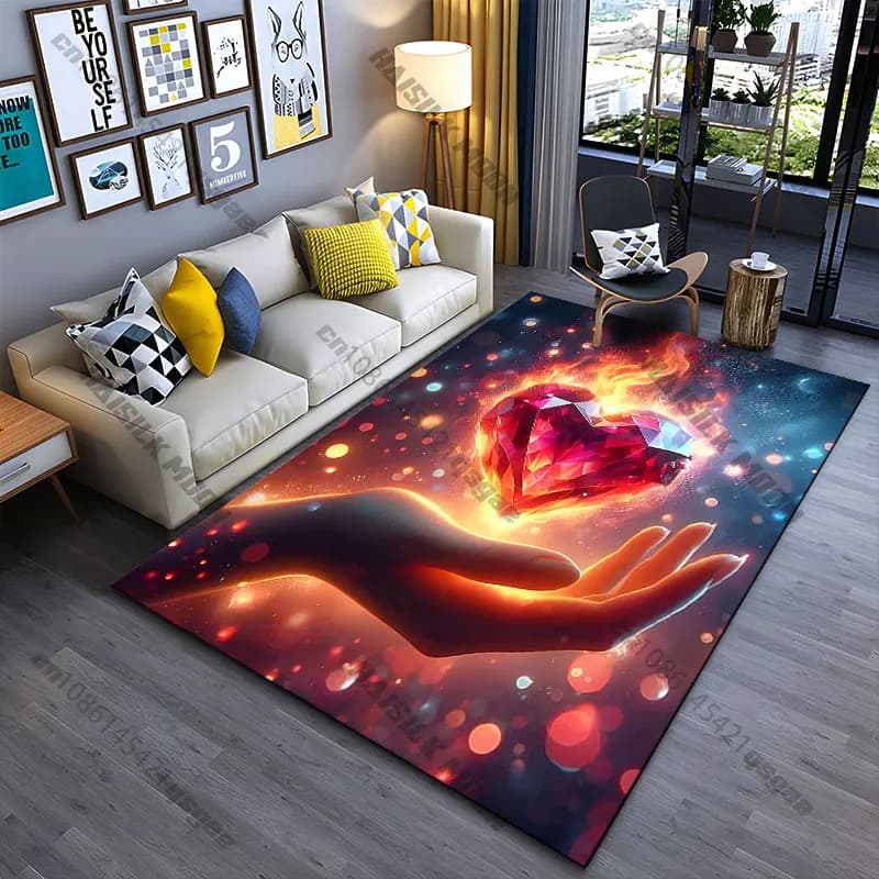 Tappeto con motivo amore, passione, potenza ed energia, tappeto da yoga, decorazione per soggiorno, tappetino per gattonare per bambini, zerbino, tappeto per area giochi