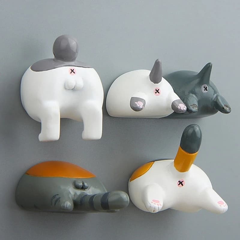 Simpatico cartone animato cane gatto culo stile adesivo da frigorifero portachiavi messaggio magnetico creativo adesivi per piastrelle da parete magnete simpatico cartone animato