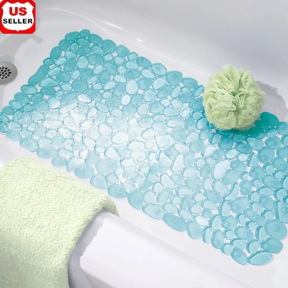 Tappetino da bagno antiscivolo Pebblz Tappetino da doccia flessibile Ventose Design in PVC strutturato Drenaggio Facile da pulire Decorazione da bagno Ideale per il bagno