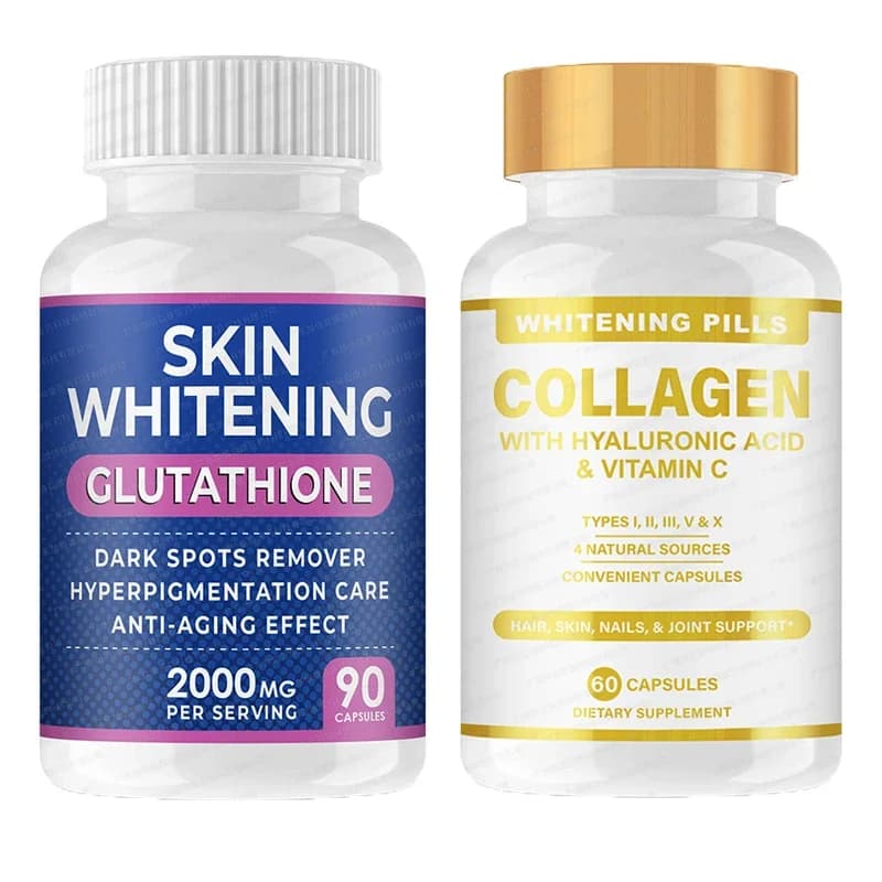 2 bottiglie Capsule proteiche originali Capsule di vitamina C Pillole di collagene idratanti, idratanti e per la pelle