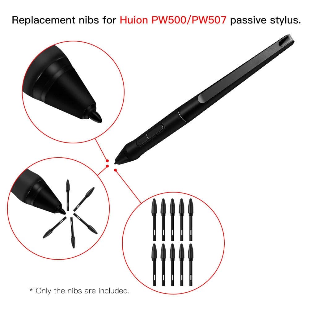 Per HUION Pen Nib PN05 pennini di ricambio per penna digitale PW500 PW507 tavoletta grafica Q620M HS611 Kamvas Pro 16/12/13 Kamvas 20