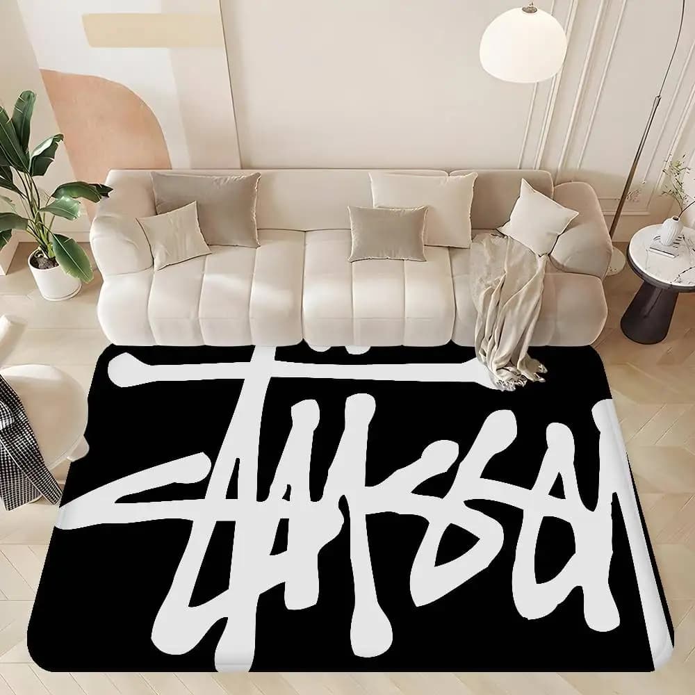 Fashion Brand S-Stussy Logo Room Mats Anti-slip Absorb Water Long Strip Cushion Bedroon Mat Household Carpets