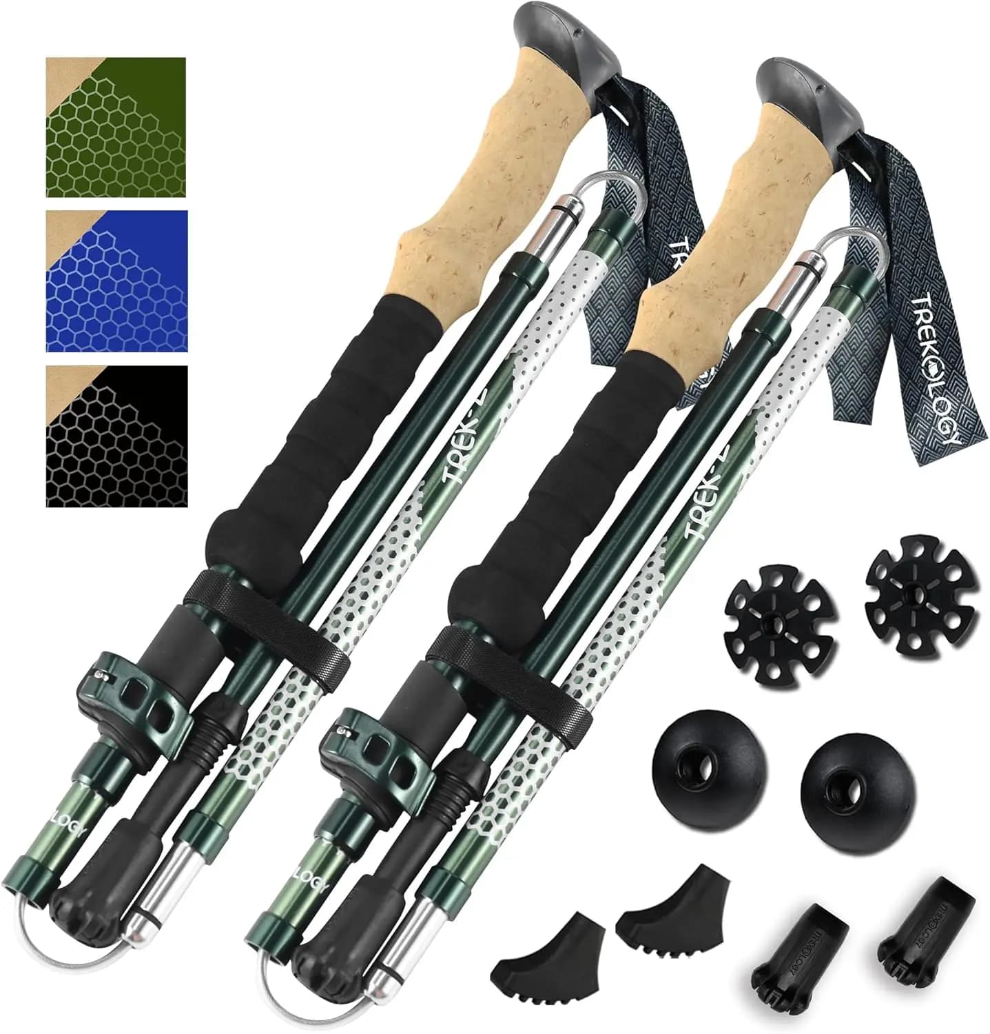 Trek-Z folding trekking and hiking poles - Support for balance for elderly, women and men, 2 pieces per set
