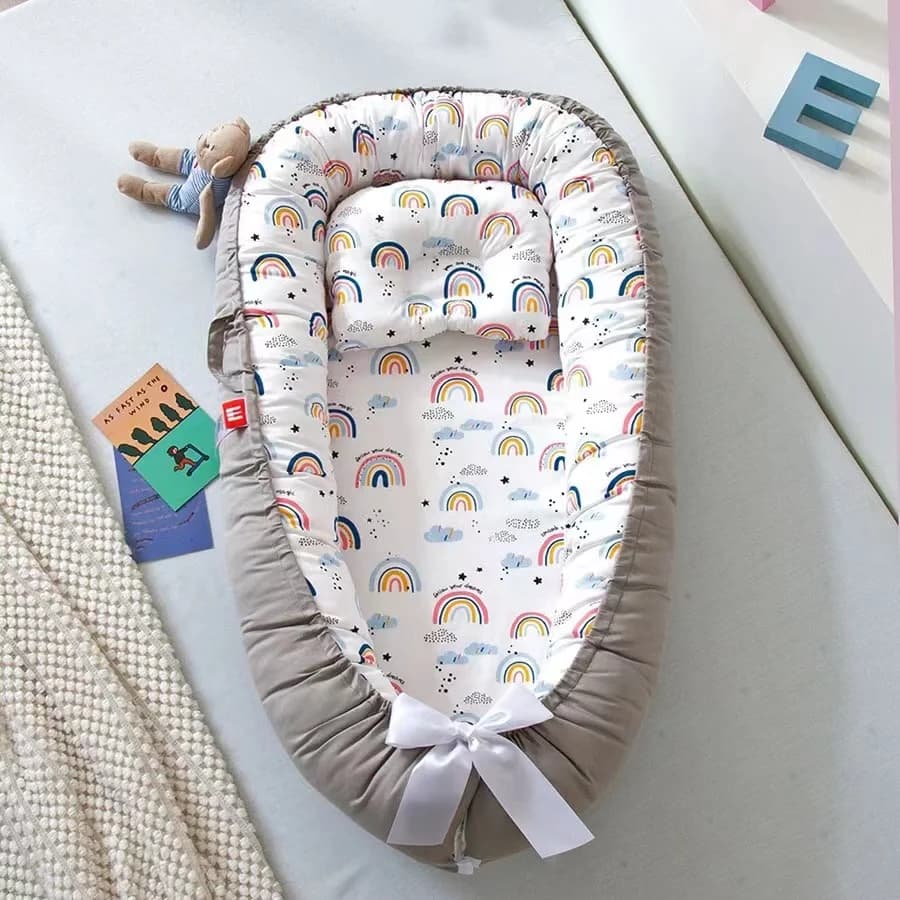 Nido per bambini per dormire Lettino per neonato in cotone traspirante regolabile Culla nel letto portatile