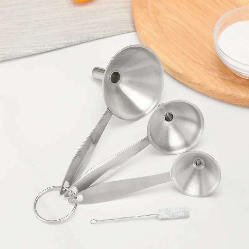 Set di tre imboccatori in acciaio inossidabile, mini imboccatore per olio, aceto, vino, spezie, oli essenziali, dispenser per salse per la casa