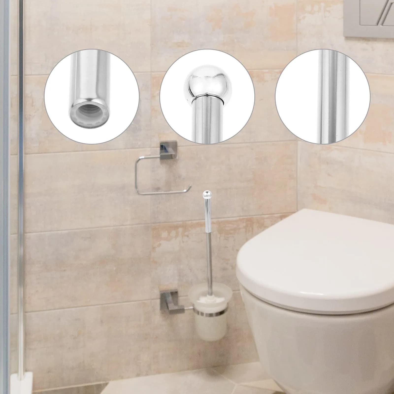 Manico di Ricambio Premium in Acciaio Inossidabile per Spazzola WC, Asta Resistente all'Usura per Bagni Commerciali e Industriali