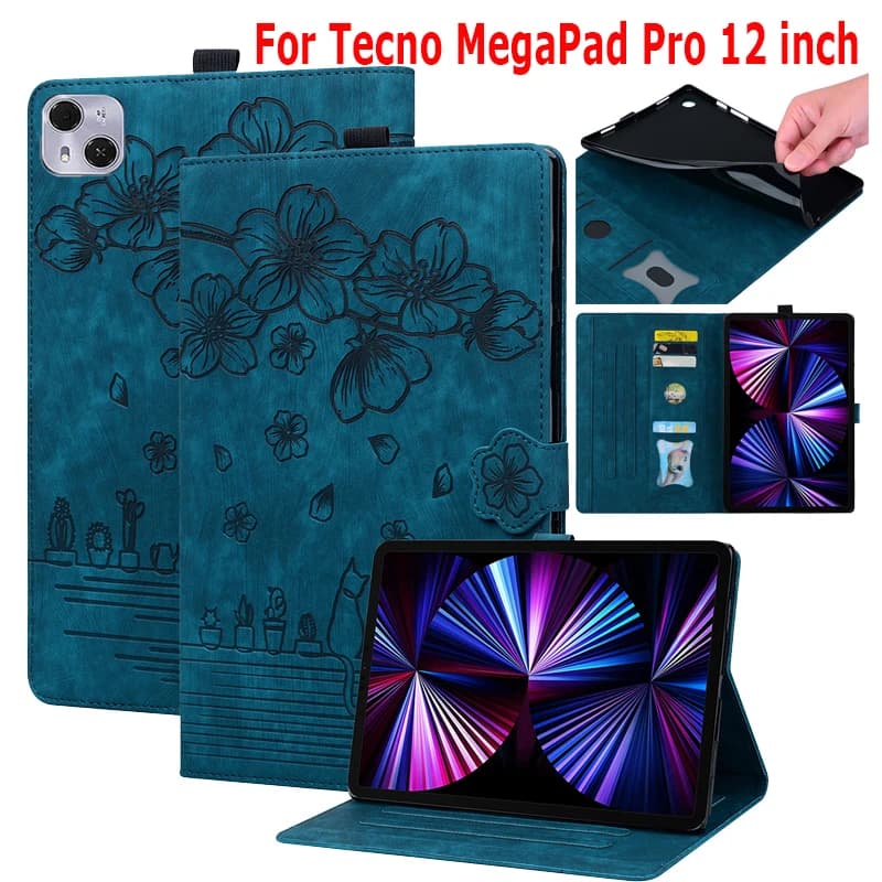 PU Leather Folio Cover Tablet Case for Tecno MegaPad Pro 12 2025 12 inch Stand Casing Cover