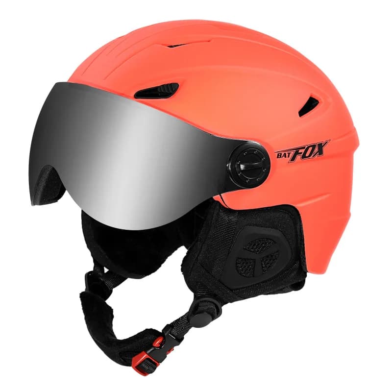 Casco da Sci Arancione per Adulti con Occhiali e Visiera Portatile per Sport Invernali