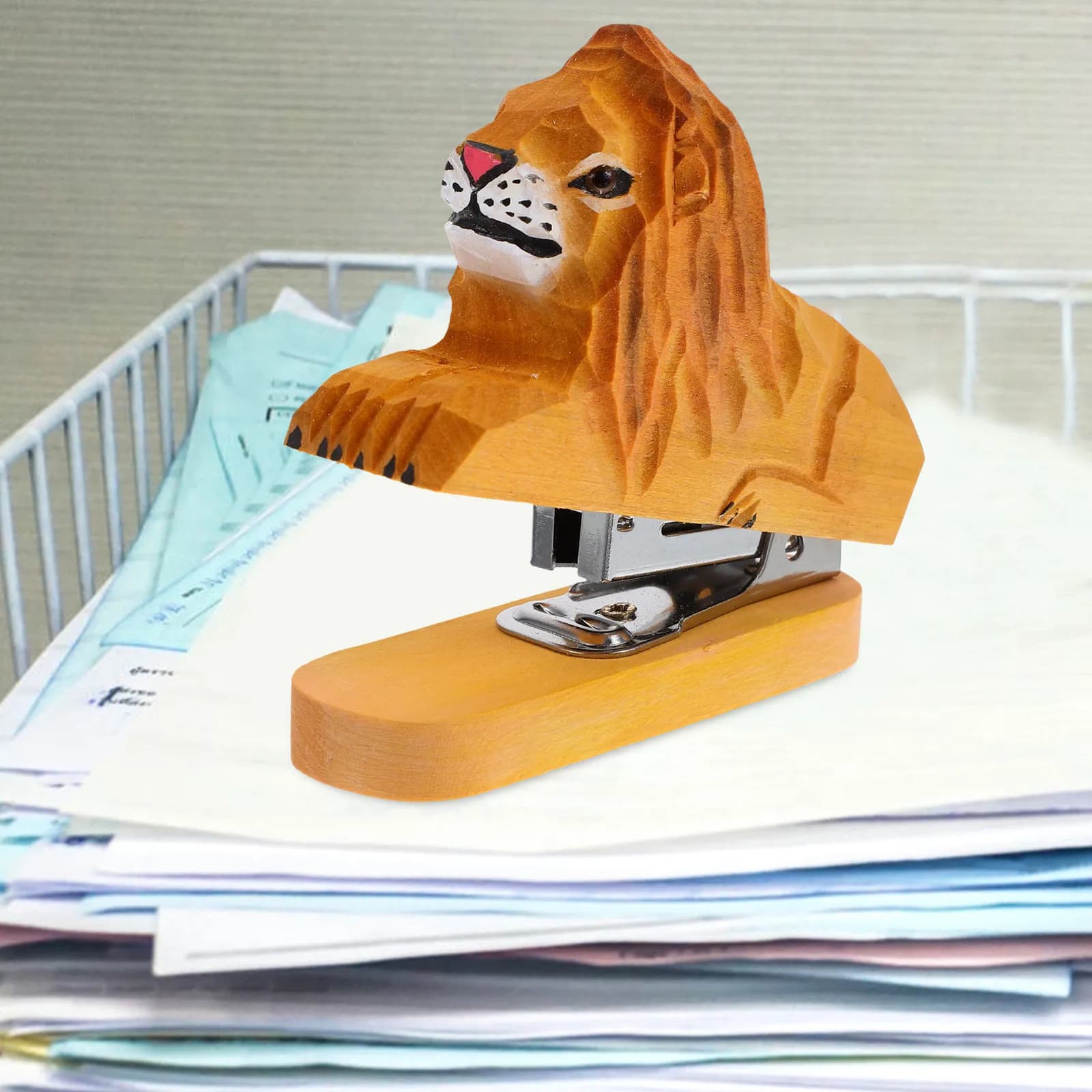Cucitrice in Legno a Forma di Animale, Compatta per Ufficio, Casa e Viaggio, Strumento Decorativo per Cucitura Carta, Piccola e Leggera, Realizzata a Mano in Legno