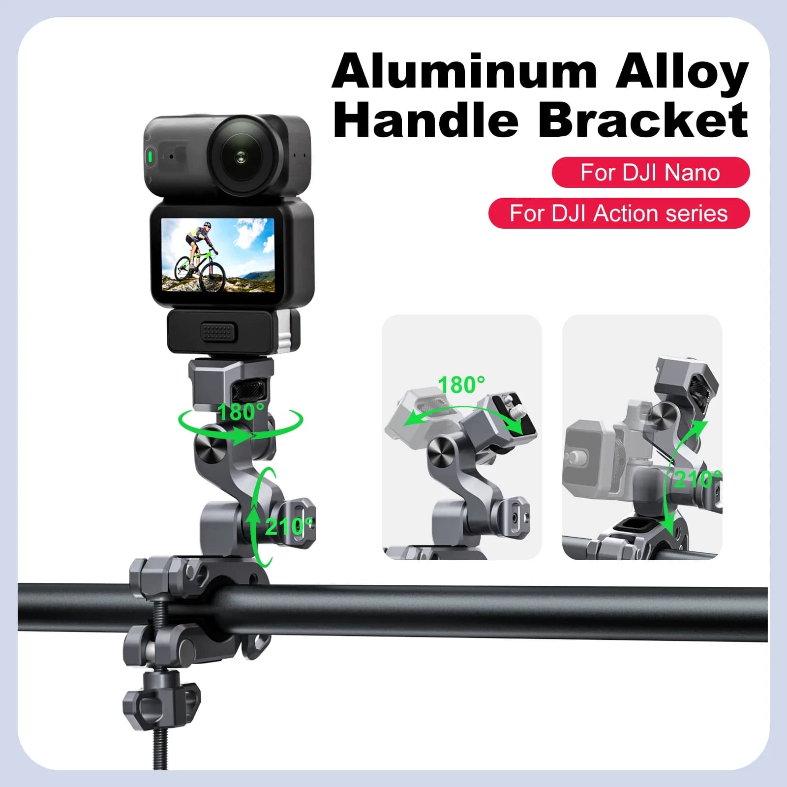Supporto Magico a Sgancio Rapido per Bicicletta e Moto, Rotazione a 360° ° Morsetto Super Clamp in Lega di Alluminio per Fotocamera, GoPro, DJI Action, Insta360, Videocamere Sportive