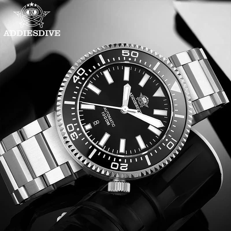 ADDIESDIVE Orologio meccanico automatico di marca super luminosa in acciaio inossidabile, orologi classici da uomo, orologio da polso subacqueo da 100 bar