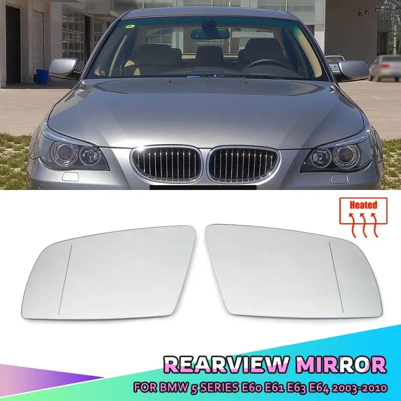 Specchietto retrovisore grandangolare in vetro riscaldato lato sinistro e destro per BMW Serie 5 E60 E61 E63 E64 2003-2008