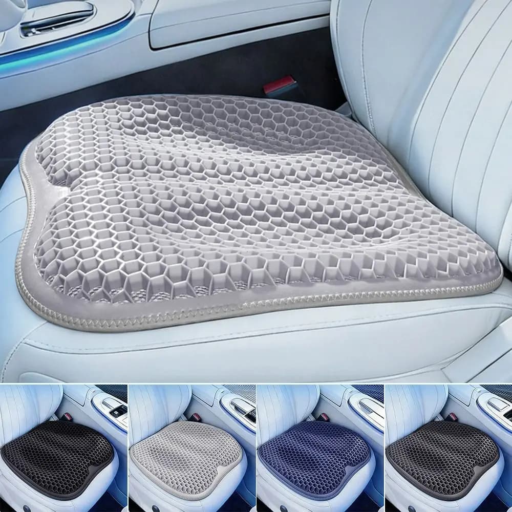 Premium Summer Gel Seat Cushion for Car Seat Soft Breathable Lumbar Support Ergonomic Comfortable Car Back Support Long Drive