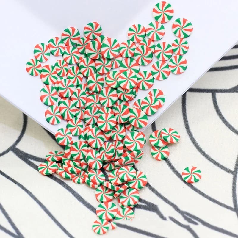 Batteria Ai Polimeri di 100 g/lotto Caldo Dell'argilla Spruzza per Artigianato Rotondo Falso Della Caramella Della Decorazione di DIY Unghie Artistiche Accessori Della Decorazione Di Natale 6 millimetri