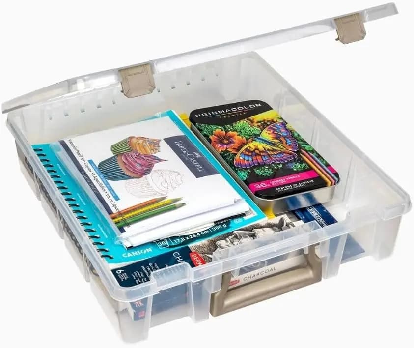 Contenitore Organizzatore Trasparente per Artigianato con Divisori Rimovibili, Scatola Portatile Resistente per Materiali