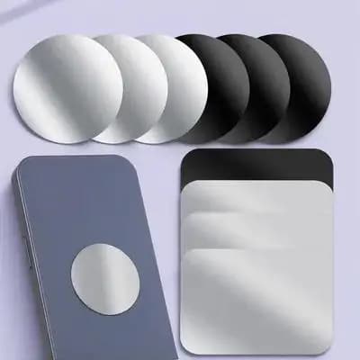 Set di 12 Piastre Metalliche Biformi Autoadesive per Supporti Telefono e Auto, Compatibili con Tutti gli Smartphone, Bordi Lisci