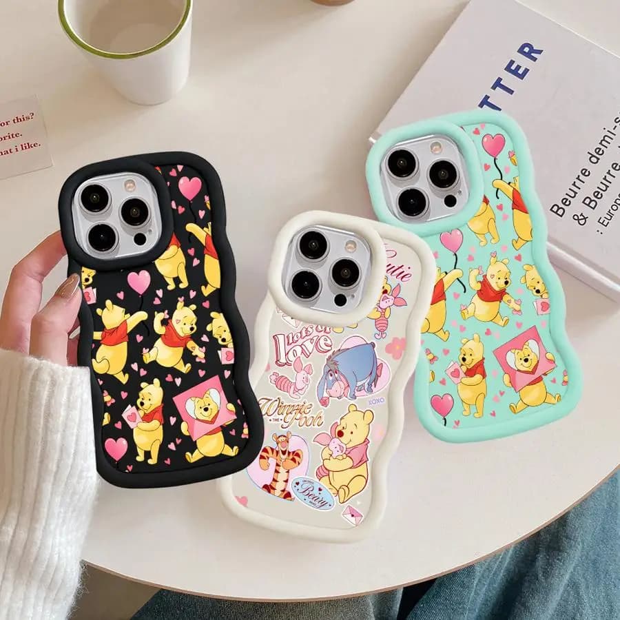 Graziosa Cover per iPhone Disney Winnie the Pooh in Silicone Morbido per iPhone 17e 17 16e 16 15 14 13 12 11 Air Pro Max XR Plus