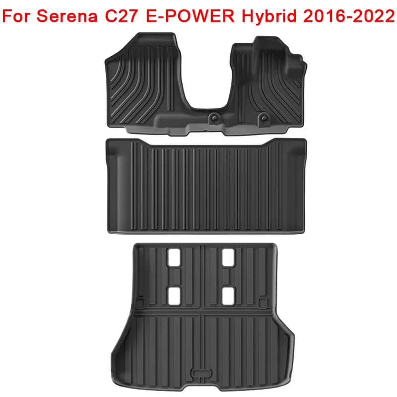 Car mats for Serena C27 E-POWER Hybrid 2016 2017 2018 2019 2020 2021 2022 TPE Cargo Liner waterproof RHD luggage mat