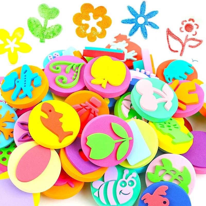6 pz/borsa Timbri In Schiuma per la Pittura Animale Sveglio Sorriso Viso Vernice Spugna Sigilli Arte Mestiere Strumenti di Disegno Per Bambini Prima Educazione Giocattoli
