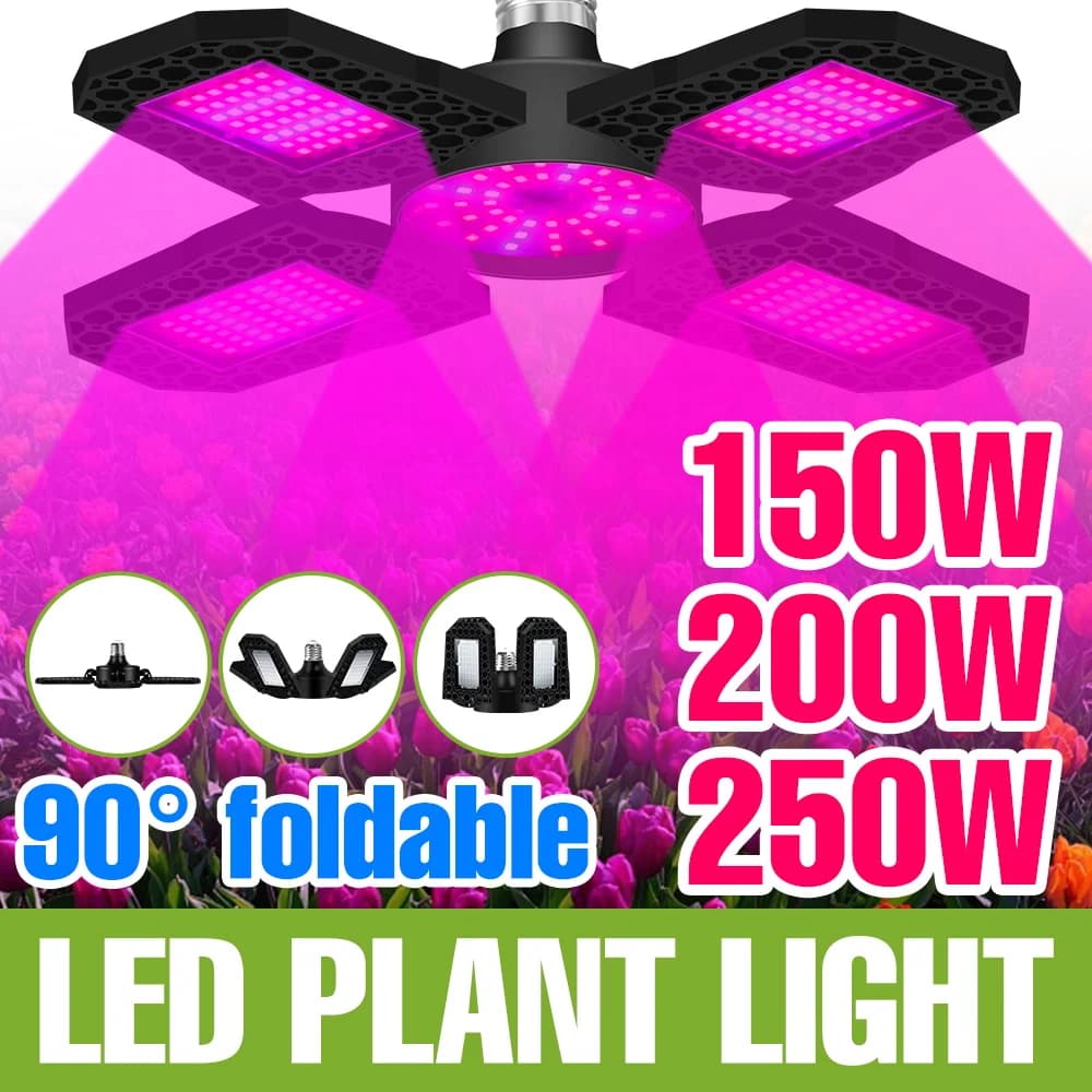 Lampadina LED per Coltivazione Indoor 250W E27/E26, Spettro Completo, Deformabile, 220V, per Fiori, Semi e Vegetali