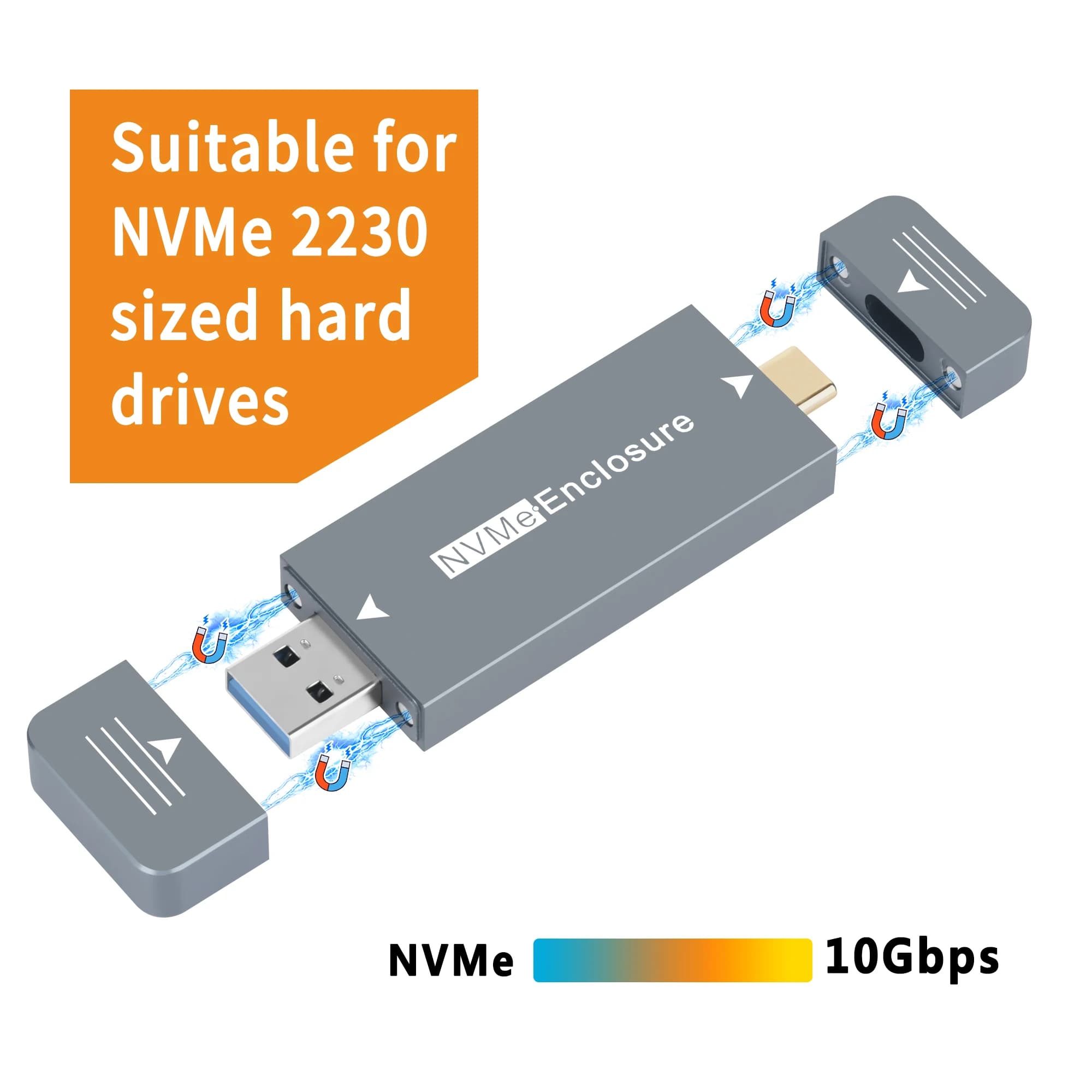 M.2 NVMe 2230 SSD Custodia USB A/C Adattatore 10Gbps USB3.2 Gen2 Custodia esterna per computer desktop Tablet PC Telefono SN740/BG4