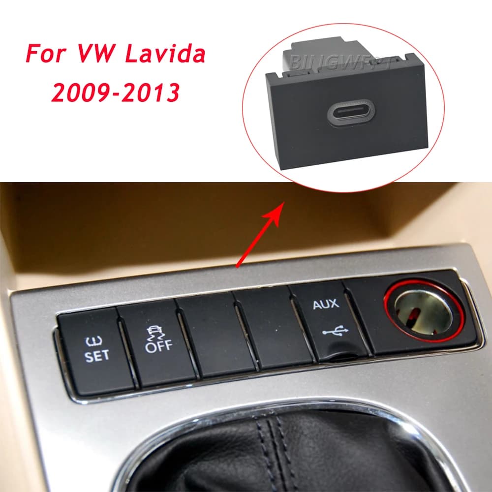 Type-C PD Fast Charging Car Charger For VW Lavida 2009 2010 2011 2012 2013 Power Outlet Socket Car Accessories