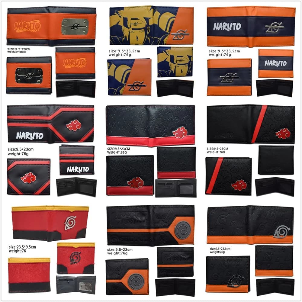 2026 Anime Red Cloud Konoha Uzumaki Naruto Naruto Wallet Uchiha Sasuke Itachi Sharingan Kakashi Teen Casual Simple Wallet