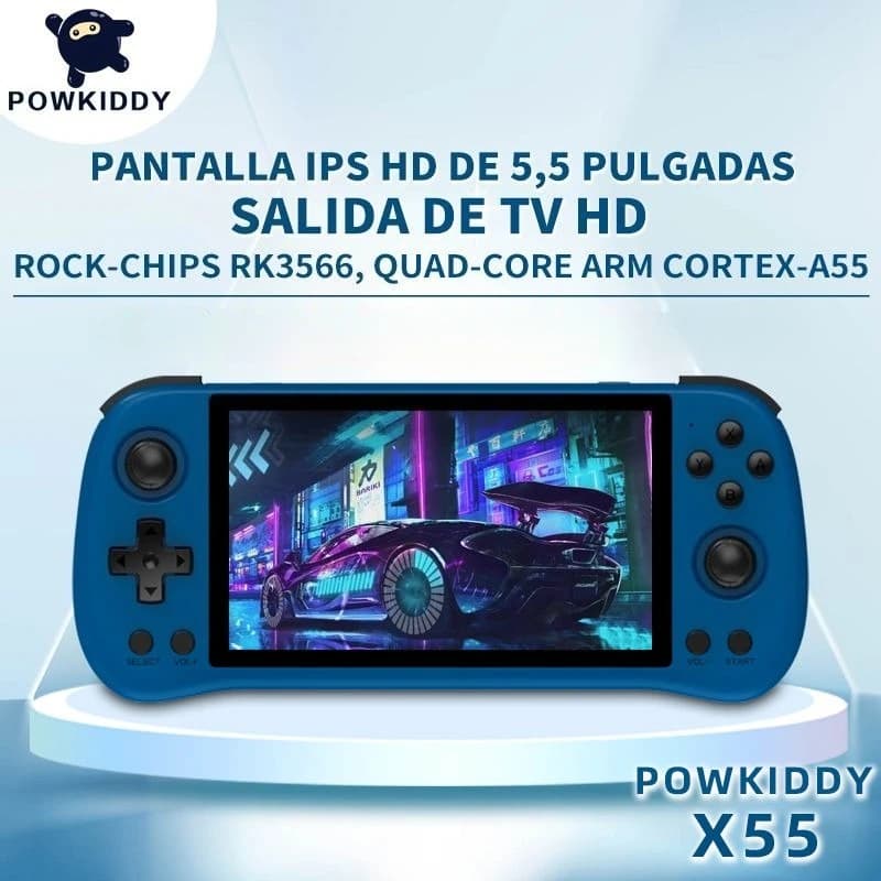 Powkiddy X55 Handheld Game Console 5.5 Inch Open Source Hd Large Screen Support Multiple Emulators Joystick Arcade Video Player