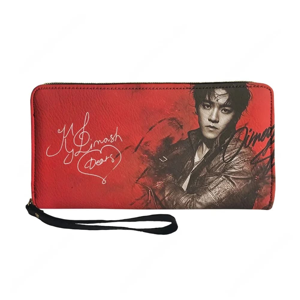 Dimash Qudaibergen Custom Wallet Purse Mens Womens Teenagers Zipper Long Wallets Double Print Portable Wallet Gift Bag