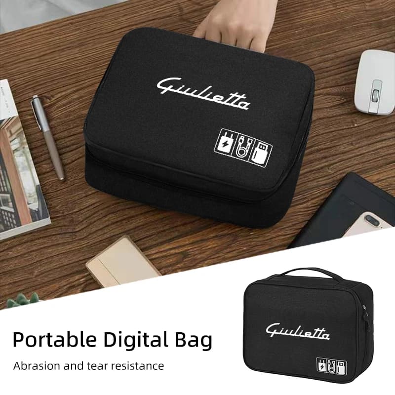 Auto Organizzatore di cavi portatile Borsa di stoccaggio digitale impermeabile per Alfa Romeo Giulietta 159 147 156 166 Mito Giulia Stelvio Tonale