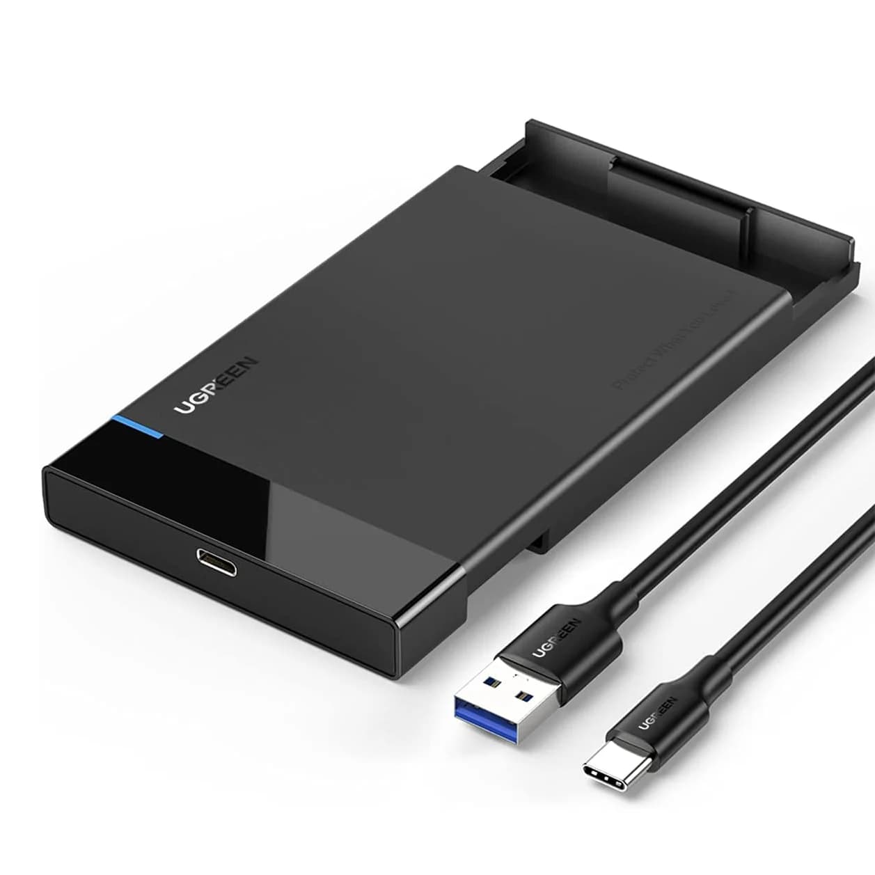 Custodia per disco rigido UGREEN da 2,5" USB C 3.1 Gen 2 a SATA III 6Gbps per SSD HDD Custodia per disco rigido esterno da 9,5 7 mm con UASP