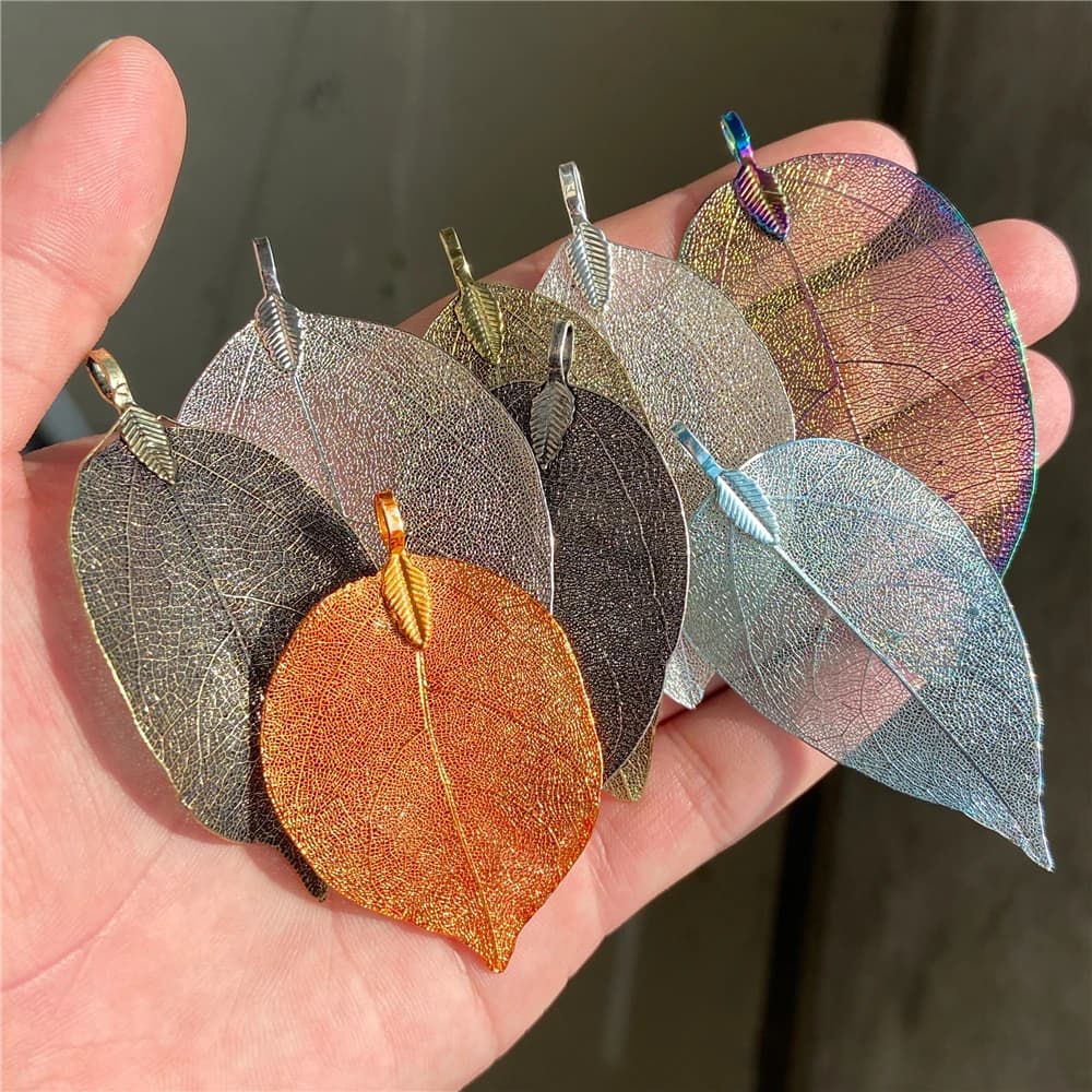 5pcs/lot Fashion Real Leaf Charms Muticolor Special Leaves For Women Necklace Earrings Pendant Accessories Fit Autumn Winter
