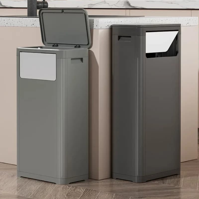 Pattumiera da cucina da 13 galloni con coperchio, bidone per riciclaggio a doppio scomparto, cestino per rifiuti in plastica antiodore con pedale