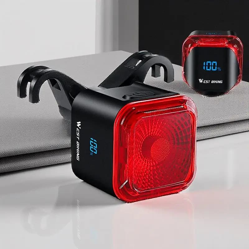 WEST BIKING Fanale posteriore per bicicletta Display digitale con rilevamento dei freni USB Type-C per MTB e bici da strada