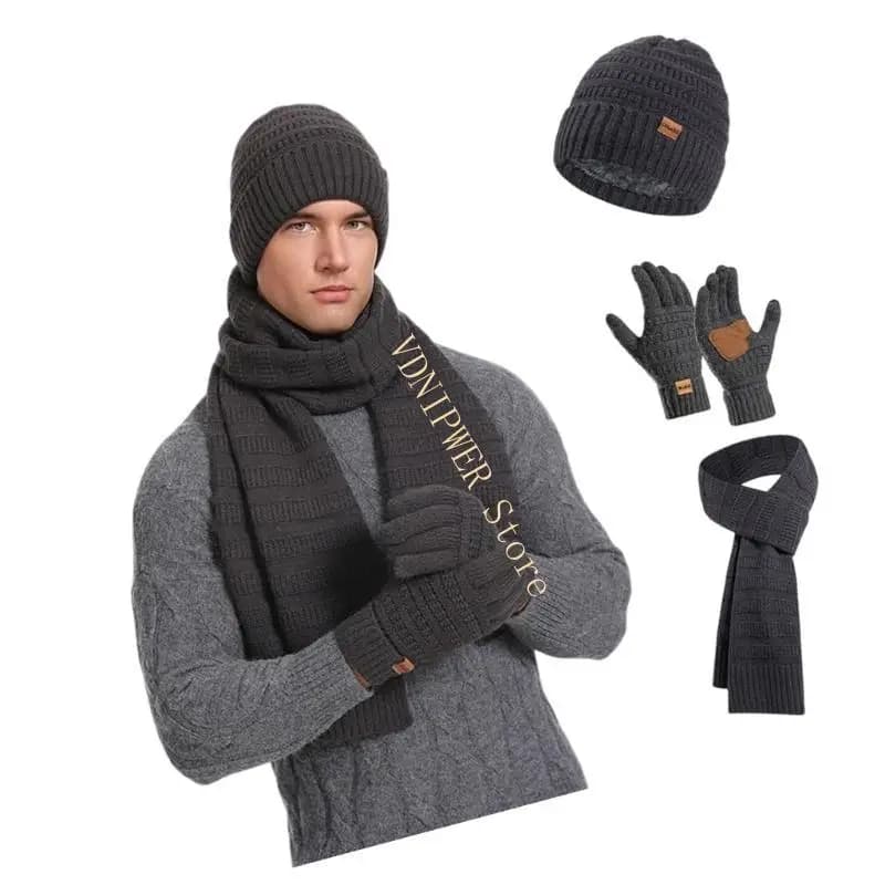 Hat Gloves with Acrylic Knit Scarf Adult Teenage Set Neck Scarf with Windproof Headdress for Lo
