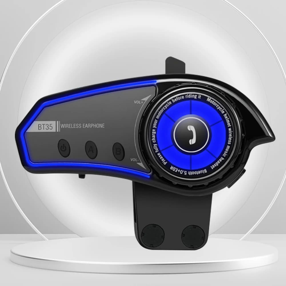 Auricolare per casco da moto, auricolare wireless compatibile con Bluetooth 5.0 da 800 mAh con assistente vocale con luce ambientale per la guida in bicicletta