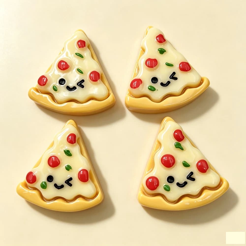 10PCS Resin Hand-paint Mini Pizza small ornaments Flatback Stone Child Scrapbook Buttons Crafts DIY