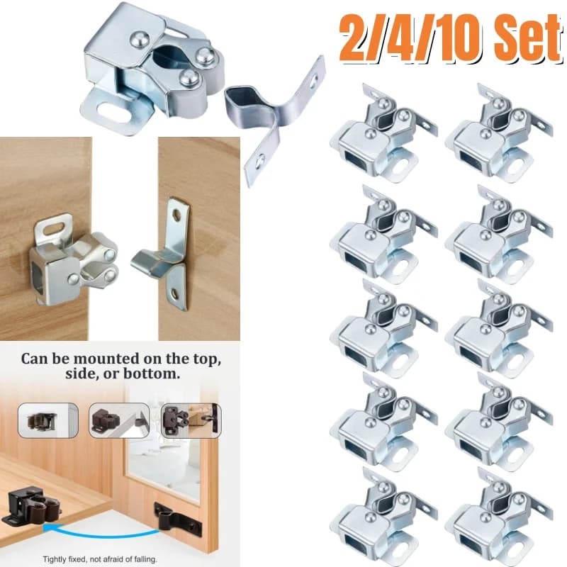 2-10 Set Chiusure per armadietti Doppio rullo Fermaporta Ammortizzatore per guardaroba Ferramenta Accessori per mobili