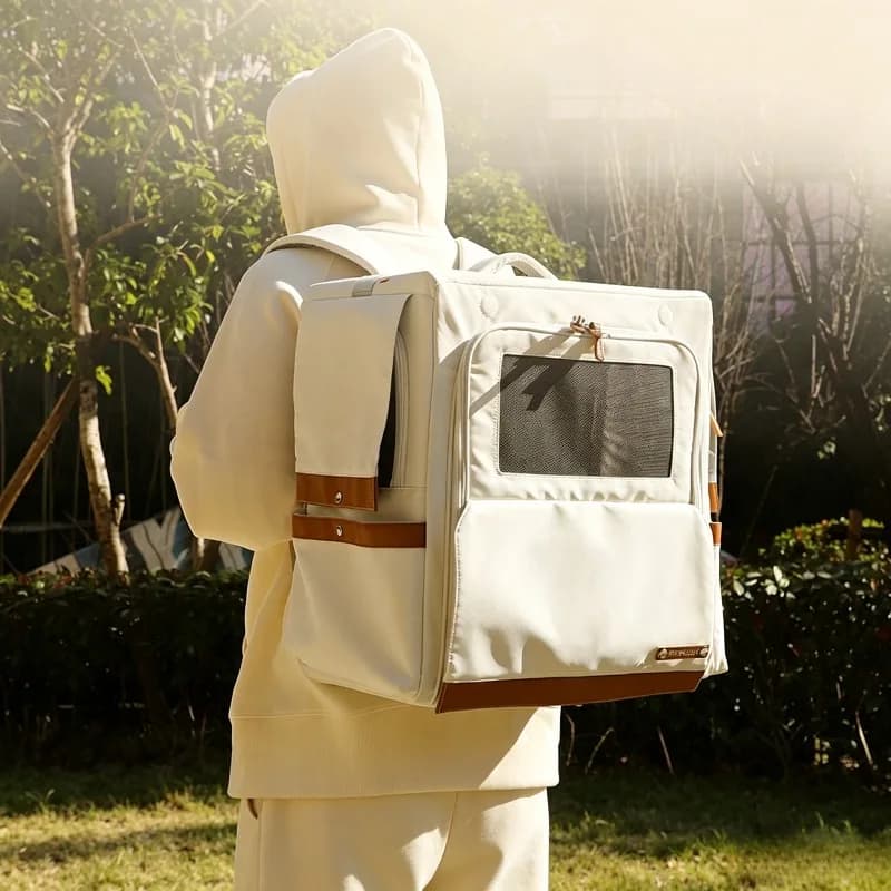 Portable Pet Carrier Backpack Breathable Dog Cat Travel Bag with Trolley for Car Outdoor Going‑Out Use